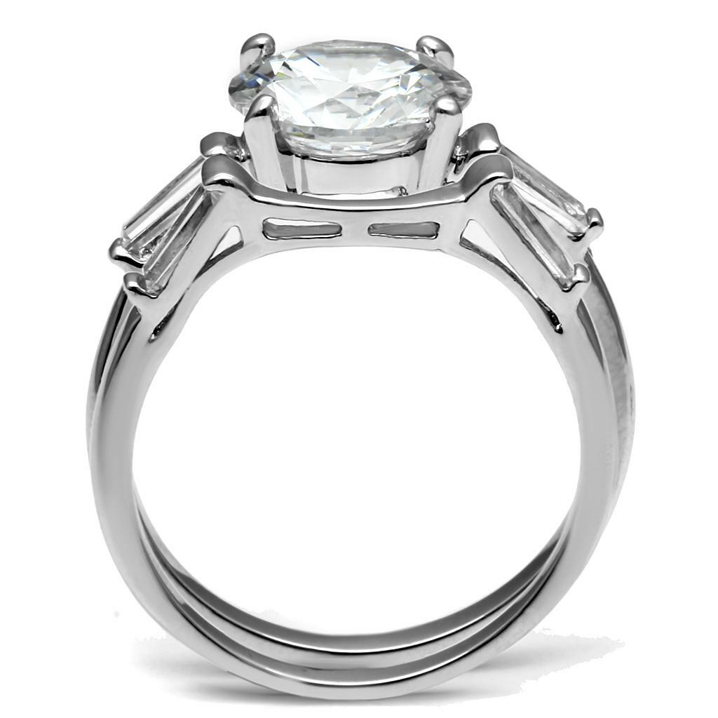 TK2878 – High polished (no plating) Stainless Steel Ring with AAA Grade CZ in