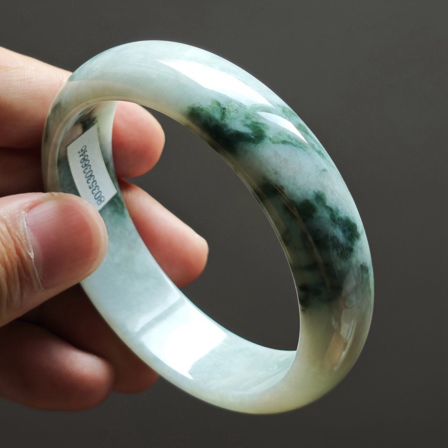59mm Certification Grade A Green Burma Natural Jadeite Jade Bracelet Bangle 8647