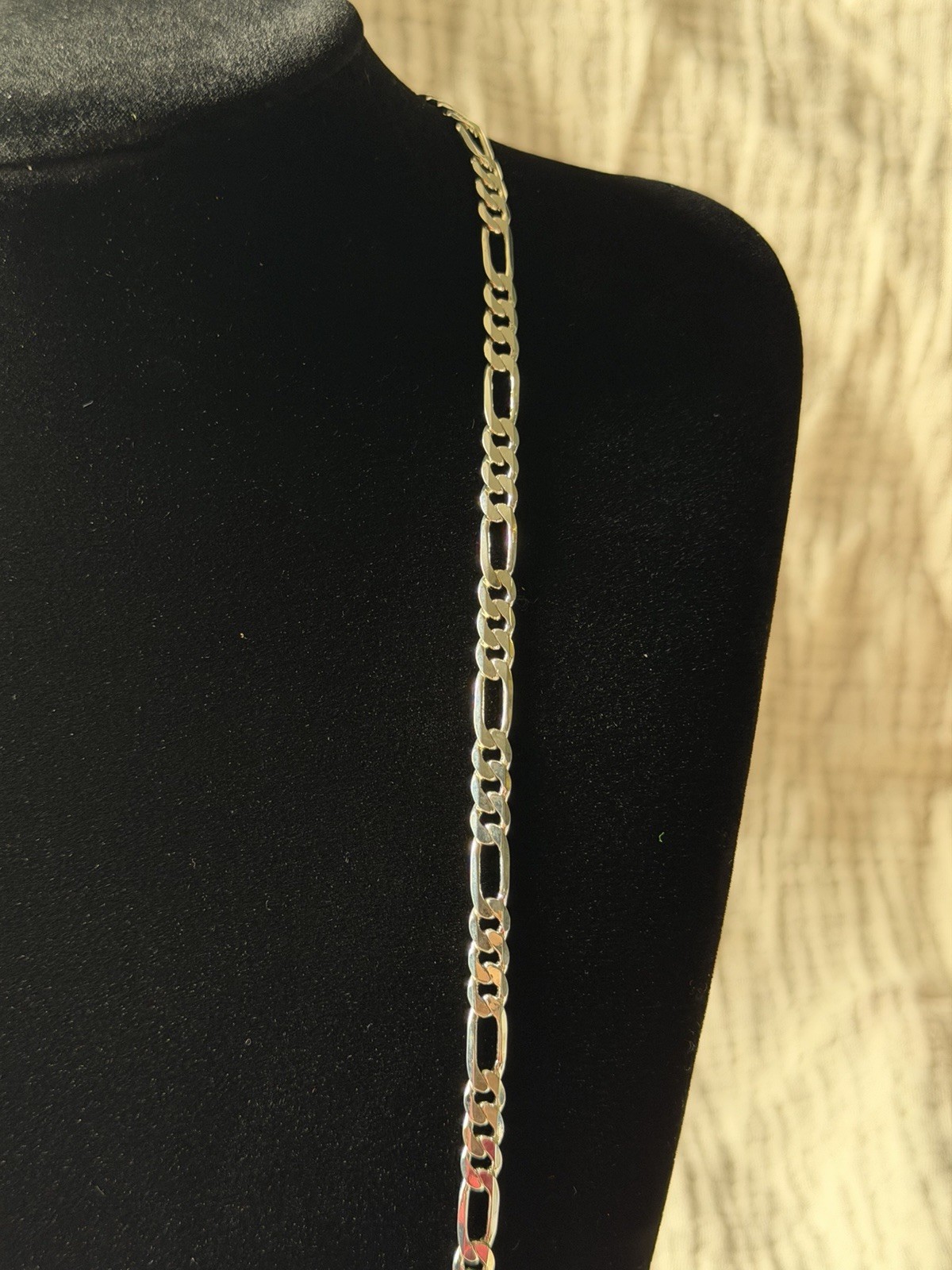 22 Inch 4.5mm 925 Silver Figaro Chain, Stamped