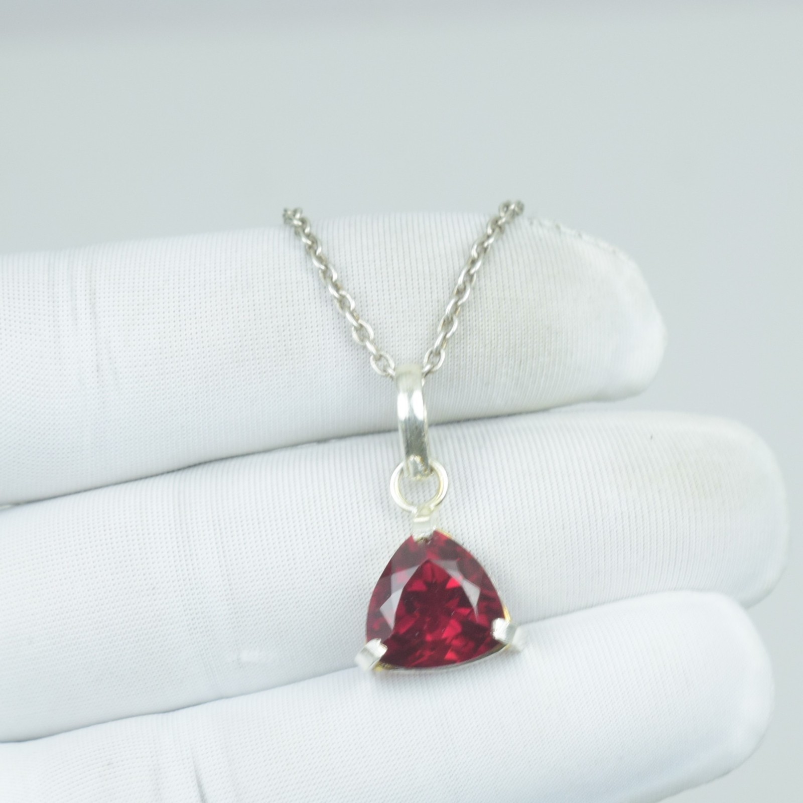 Garnet Red Sterling Silver January Gift For Ladies Pendant, Garnet Necklace,