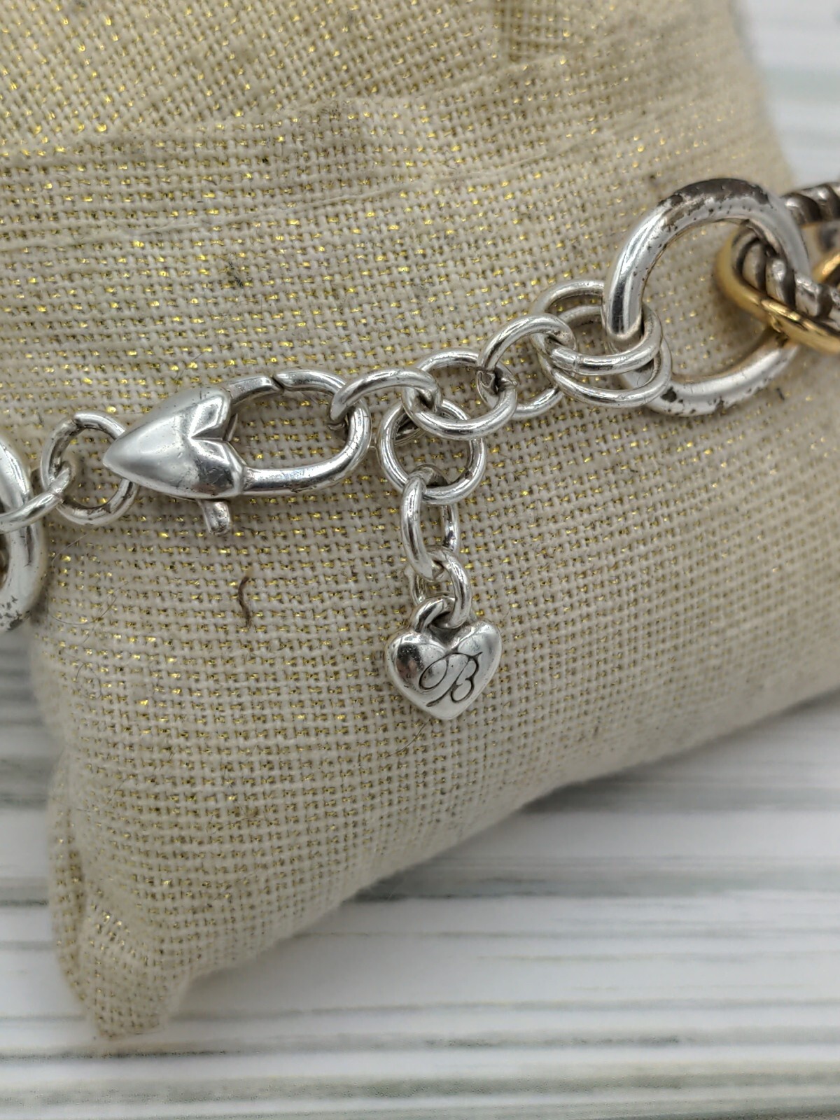 Brighton Silver & Gold Plated Textured Bracelet 7-8″ Adjustable