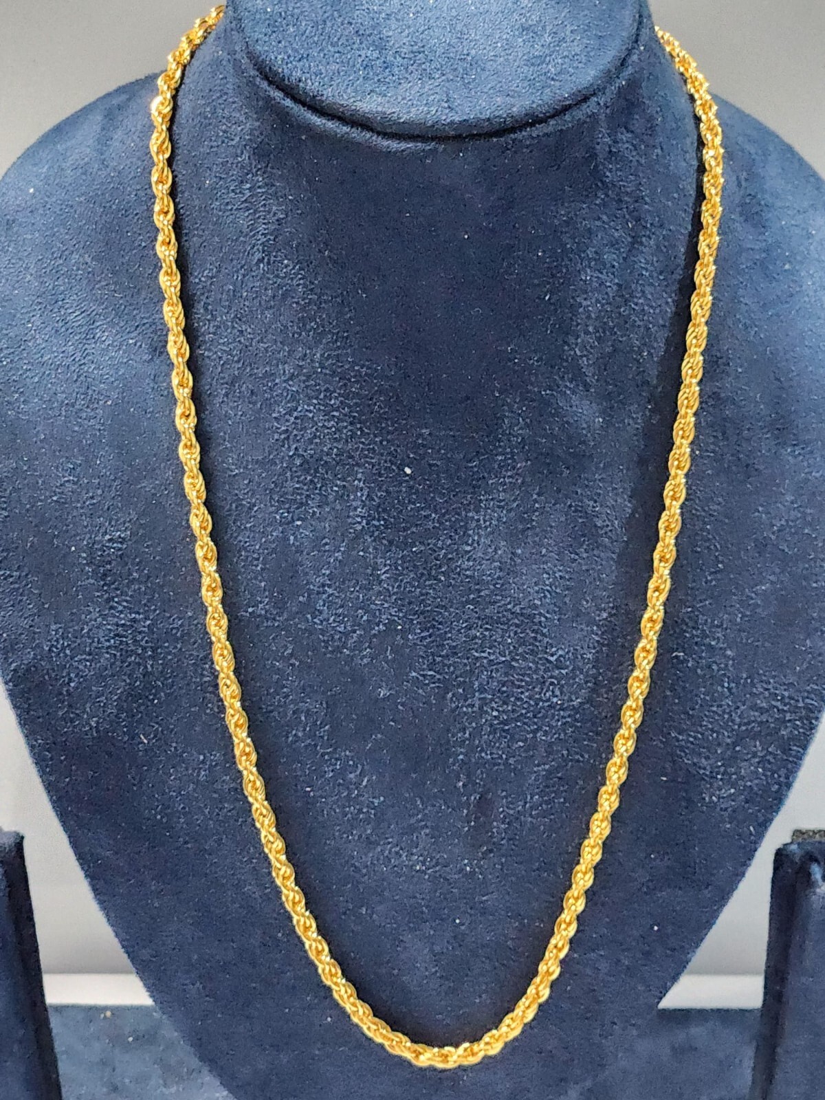 Women Men 18K Gold Plated Rope Chain Stainless Steel Twist Chain Necklace 55CM
