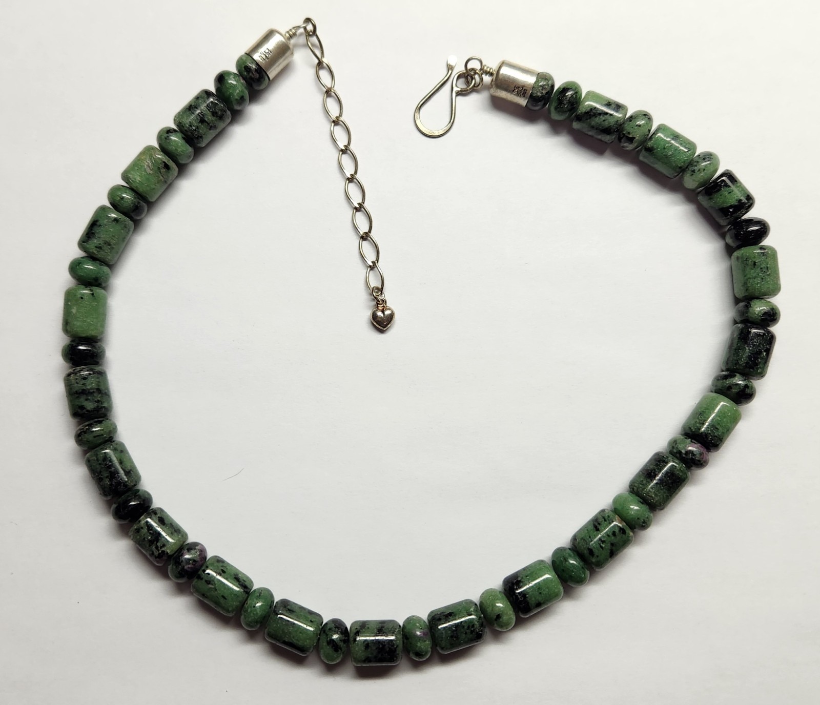 DRT Jay King Polished Ruby in Zoisite (Anyolite) Sterling Silver Necklace