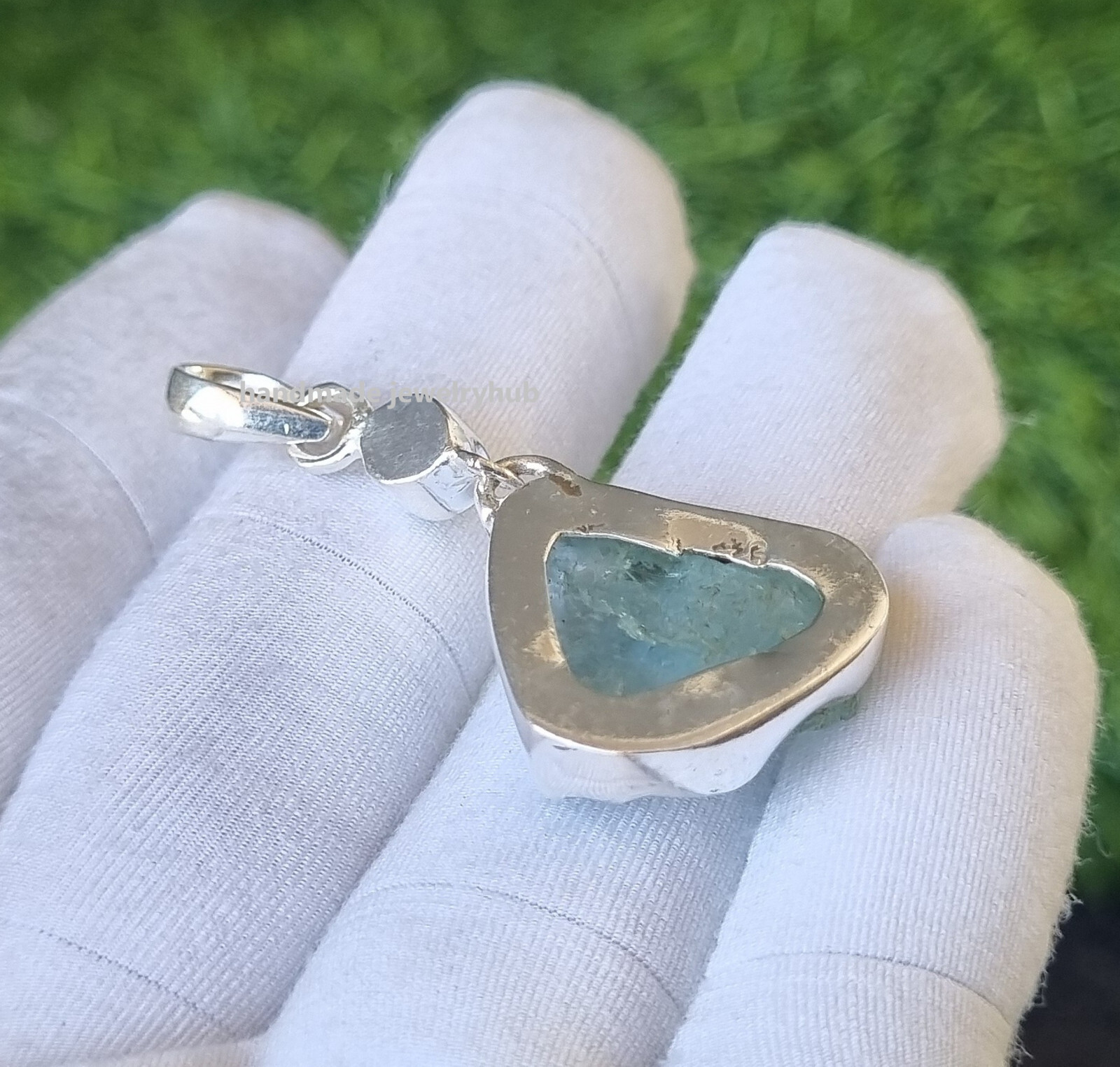 Aquamarine & Blue Topaz Gemstone 925 Sterling Silver Handmade Pendant Her PG2829