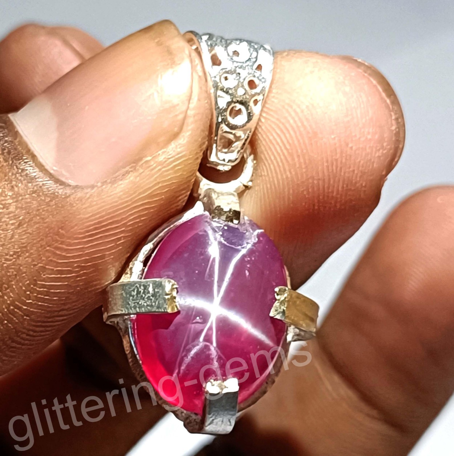 Natural 27.65 Ct Star Ruby Pendant Oval Shape 925 Solid Pendant Loose Gem 5DOS