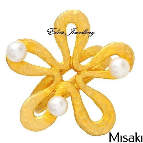 US$120 MISAKI Ring Made in ITALY Collection MATIS Gold Plated Faux Pearl Size M