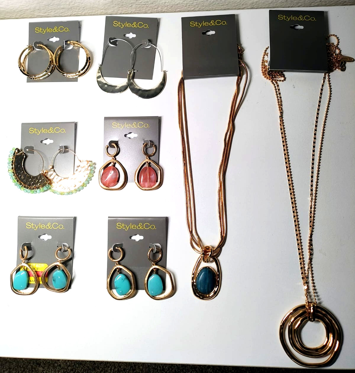 Style & Co. Jewelry Lot–Earrings & Necklaces–Gold Tone & Turquoise