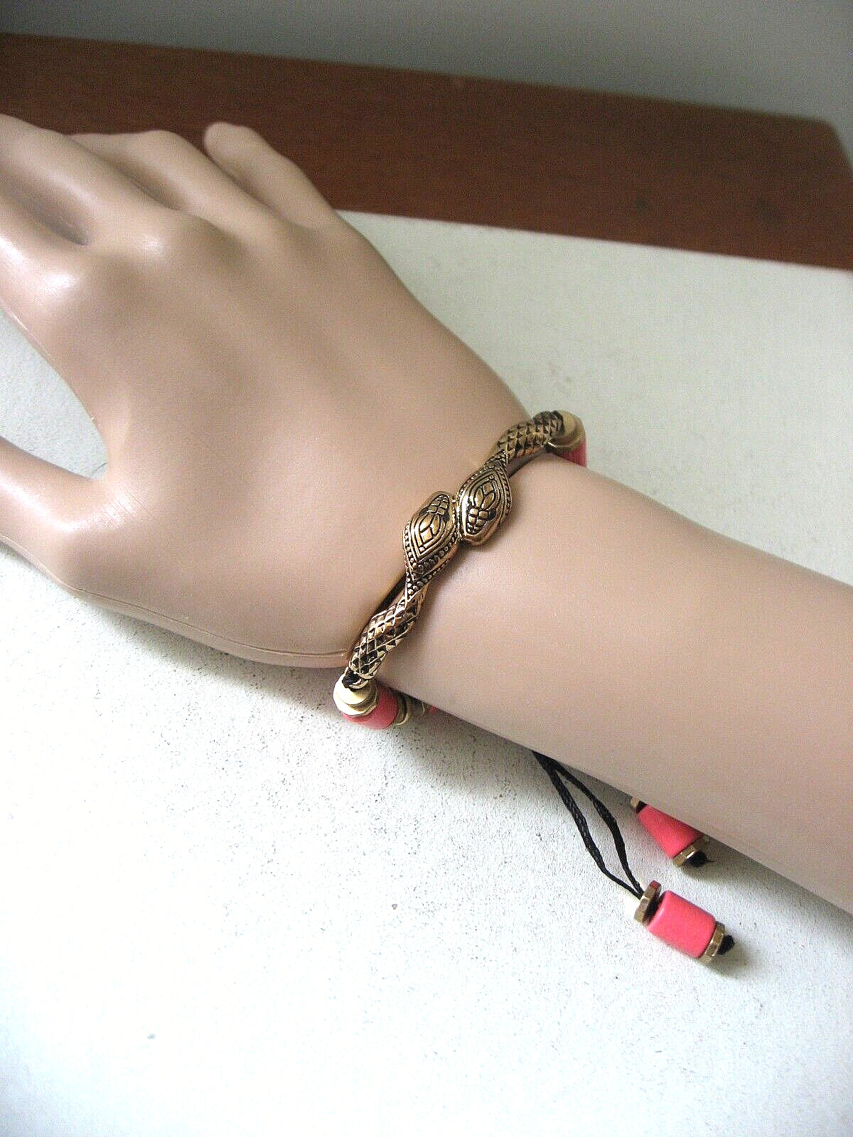Jenny Bird Bracelet Double Serpent Kiss New Black Pull Tie Friendship Coral Wood