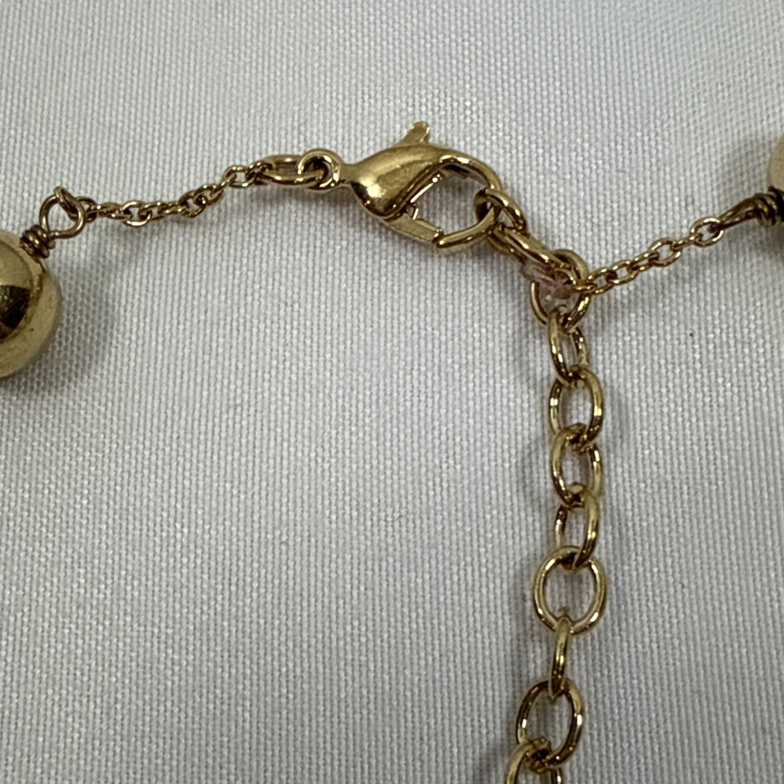 Lauren Ralph Lauren Gold Ball And Crystal Ball 16” Necklace W/ 2” Extender