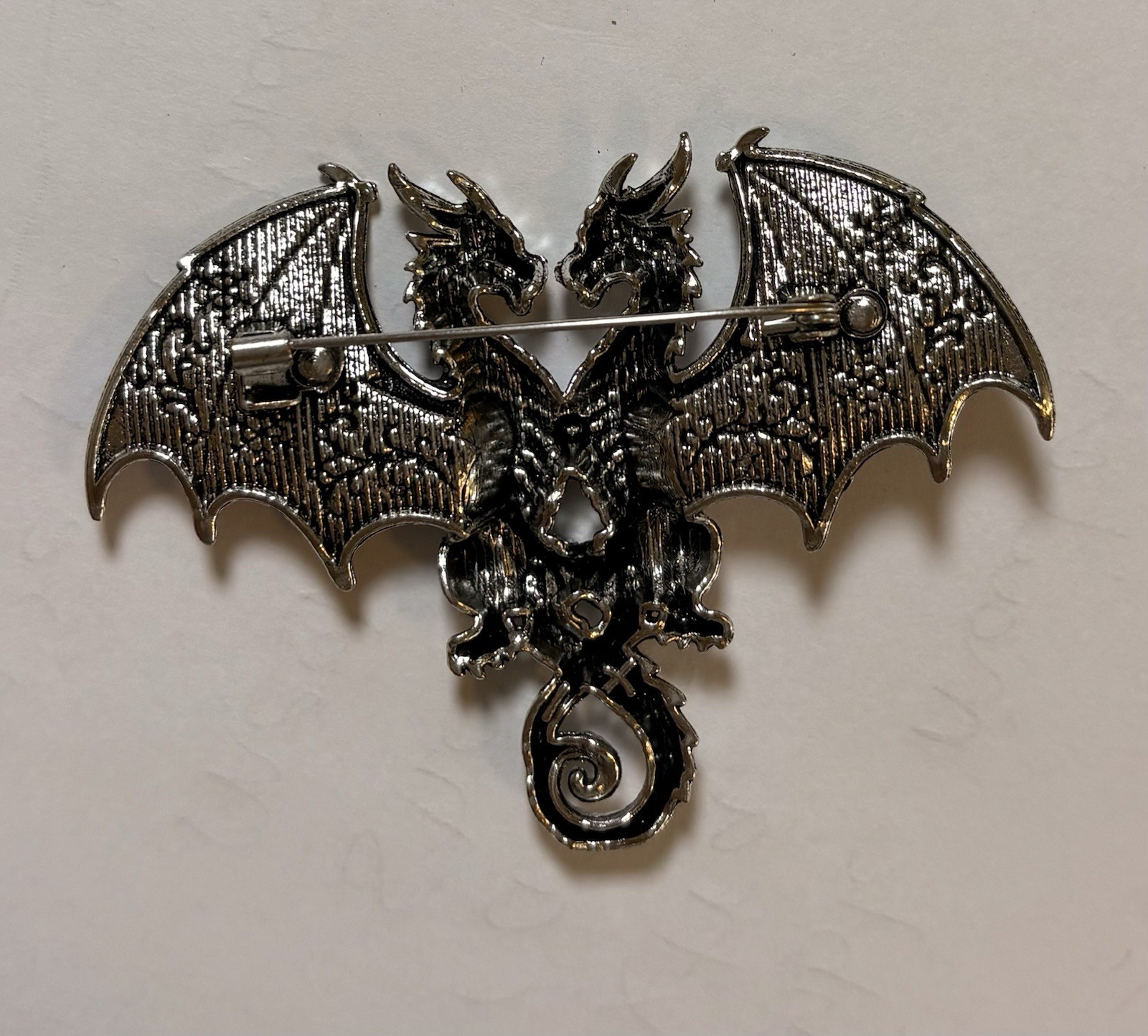 Dragon Brooch Pin – Purple Two-Headed- Gothic Fantasy Costume Jewelry -New