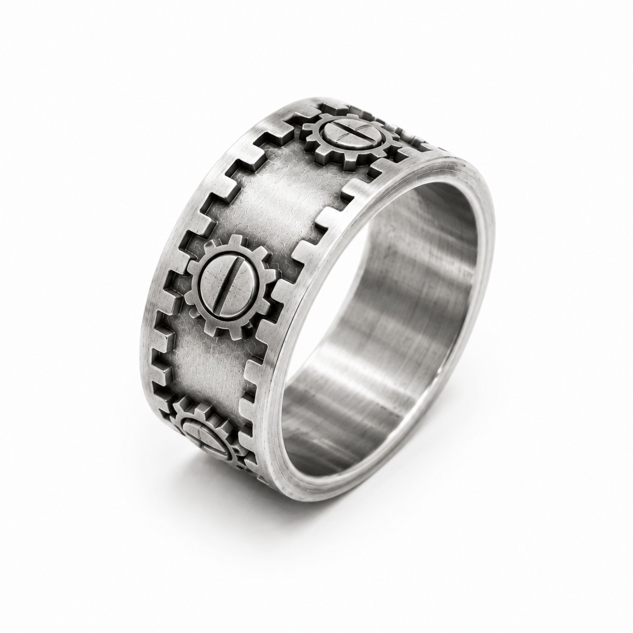 Gear Spinner Anxiety Ring Stainless Steel Fidget Ring Men Women