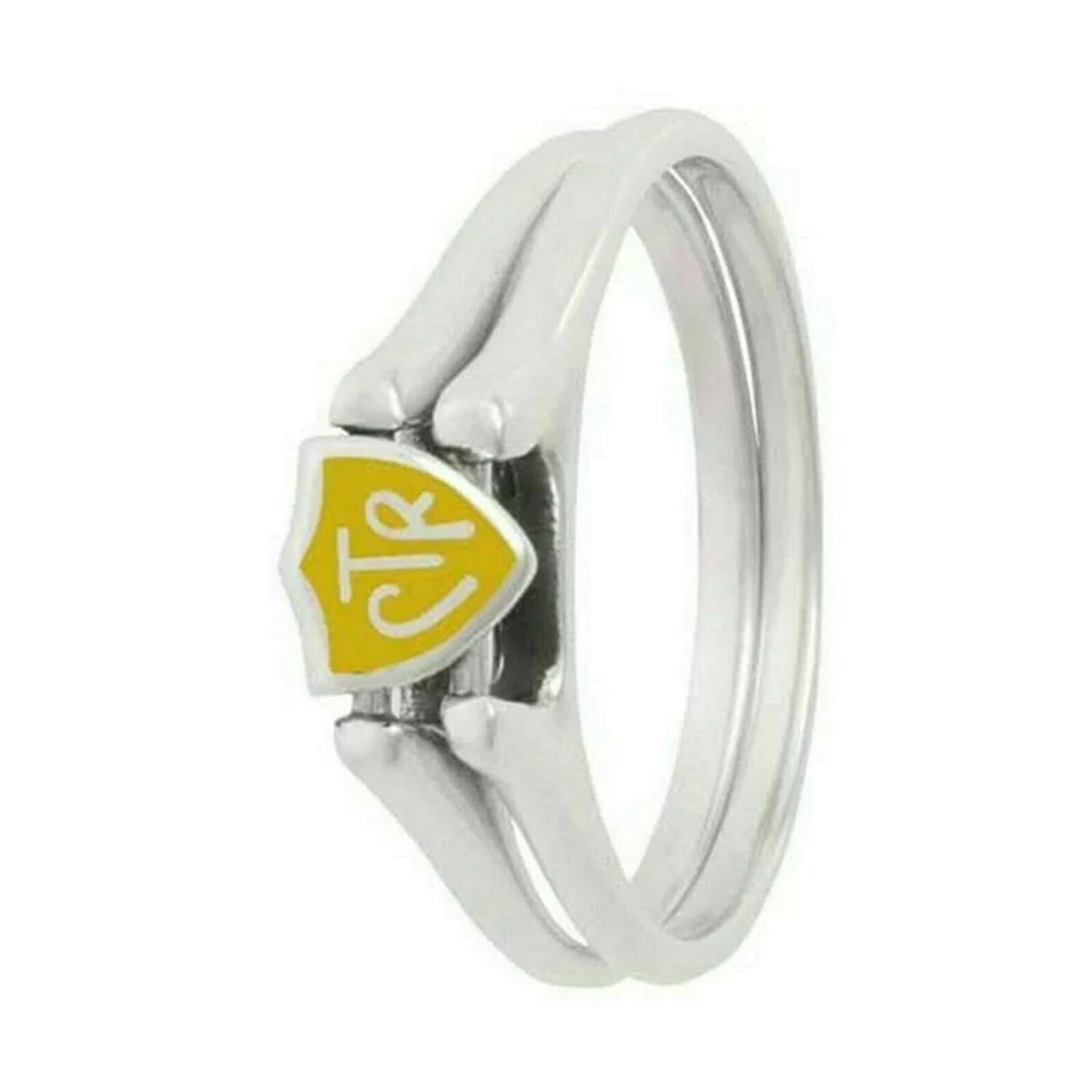 J62Y Sterling Silver Flip Yellow Handmade Ring One Moment In Time Mormon LDS CTR