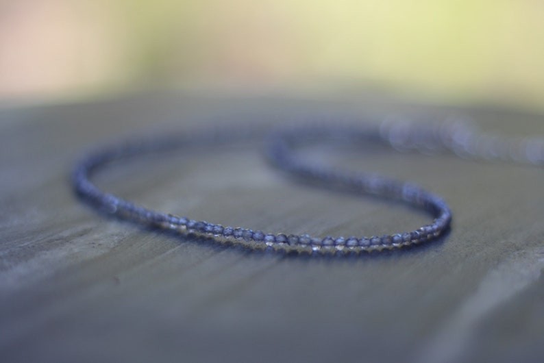 A++ Blue Iolite Faceted Round Gemstone Beads September Birthstone Necklaces 32”
