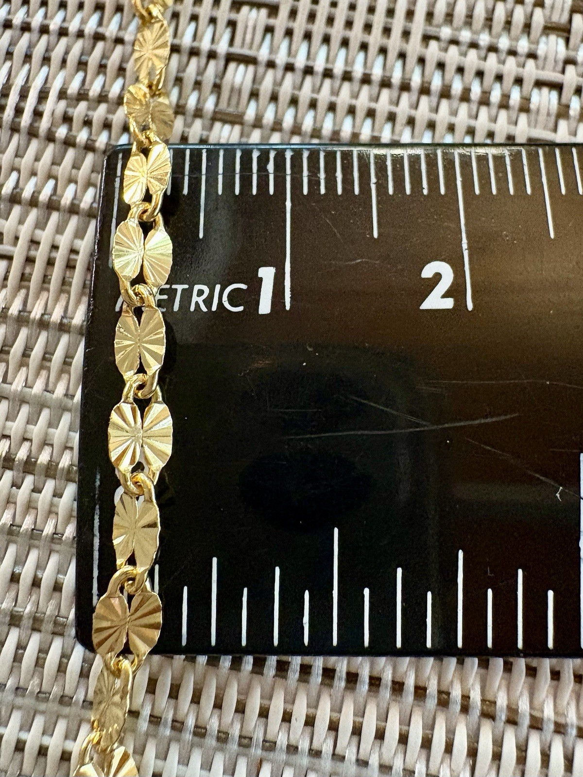 18k Yellow Gold over Bronze 3.5mm Sunburst Mirror Link 18 Inch Chain 3.16 Gm NEW