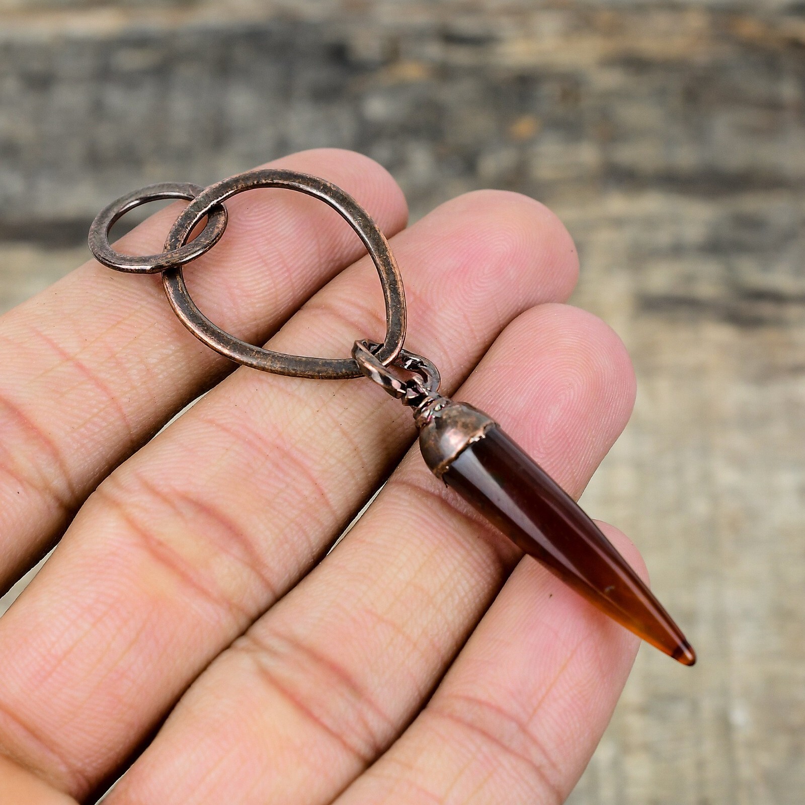 Carnelian Gemstone Jewelry Copper Gift For Bestie Electroformed Pendant 3.15″