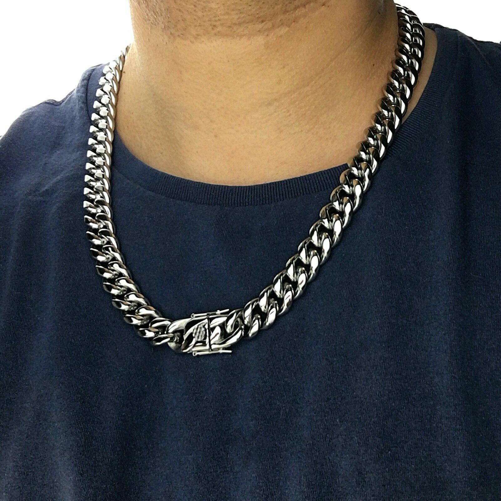 Hip Hop Stainless Steel 10mm 8.5″, 18″, 20″, 24″ Luxury Snap Lock Cuban Necklace