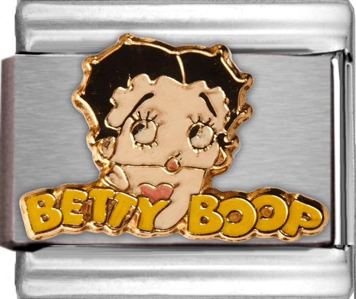 Betty Boop Logo Italian Charm 9mm Enamel Bracelet Link Retro Cartoon RARE