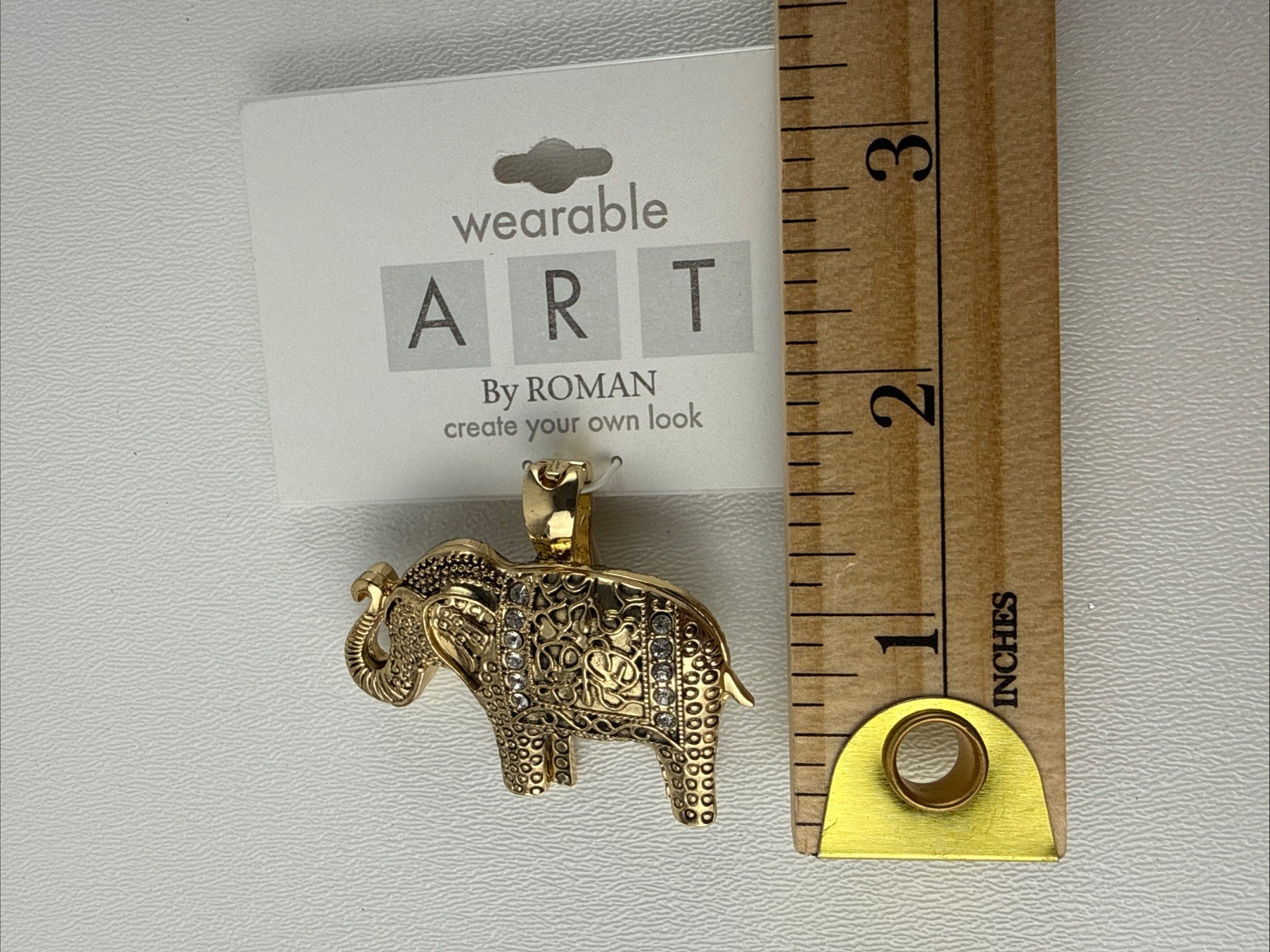 Wearable Art By Roman Gold Tone Elephant Pendant