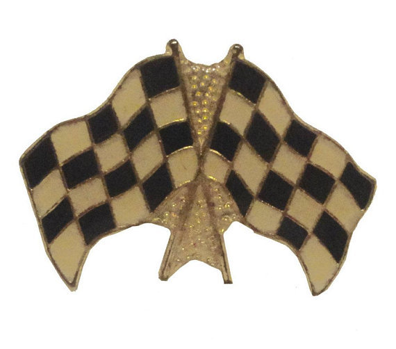 Wholesale Bulk Lot 24 Gold Tone Enamel Race Car Racing Checkered Flag Lapel Pins