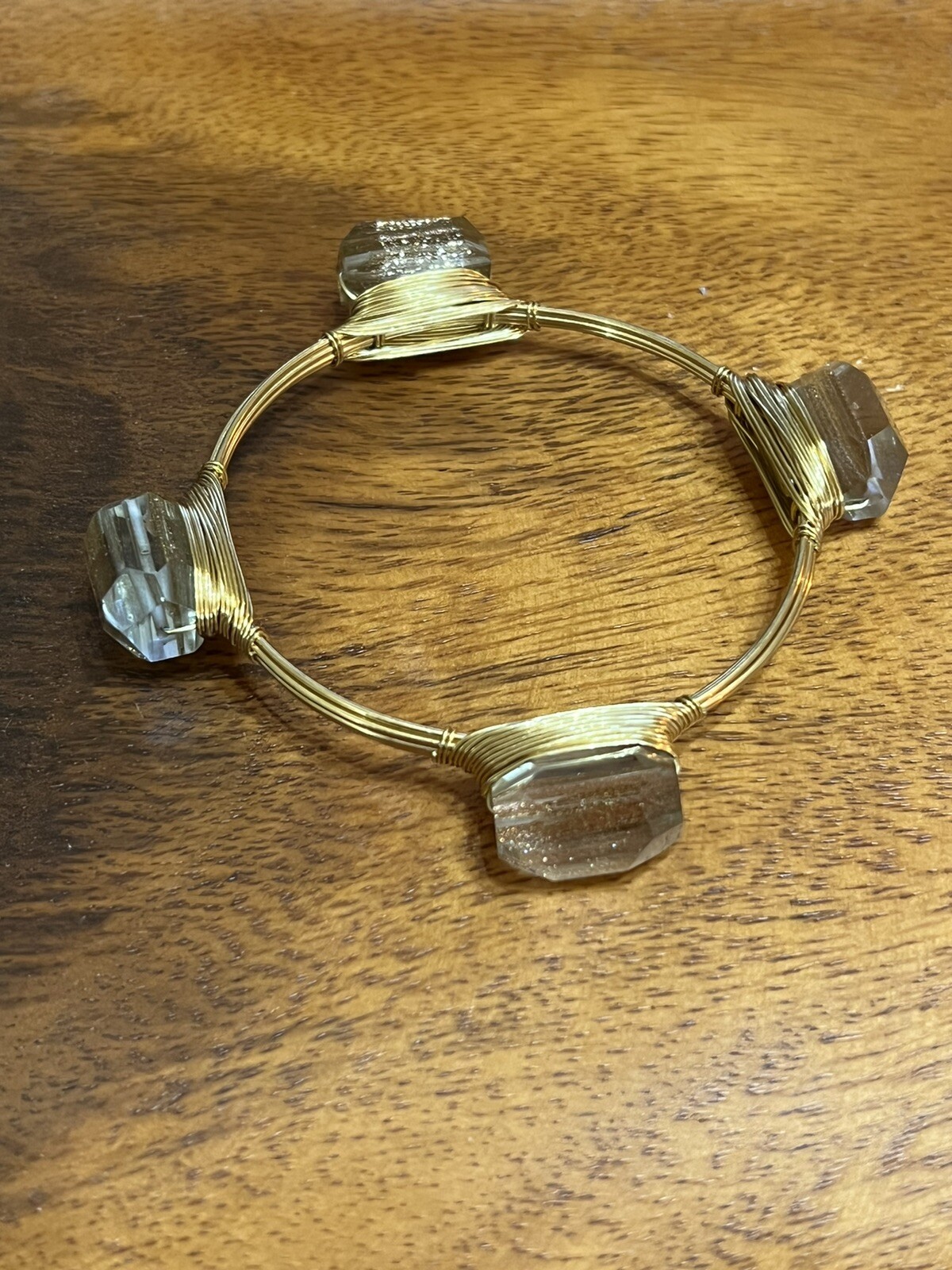 Sandra Ling Avant Garde Wire Bracelet Bronze Sandstone Mod Art Deco 20’s Style