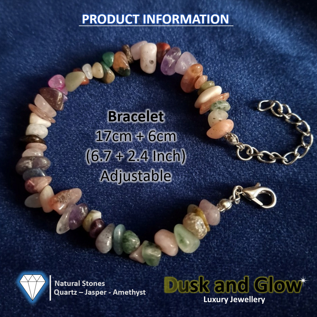 Multicolour Natural Stone Bracelet Jasper Quartz Women ladies Girls Gifts UK NEW