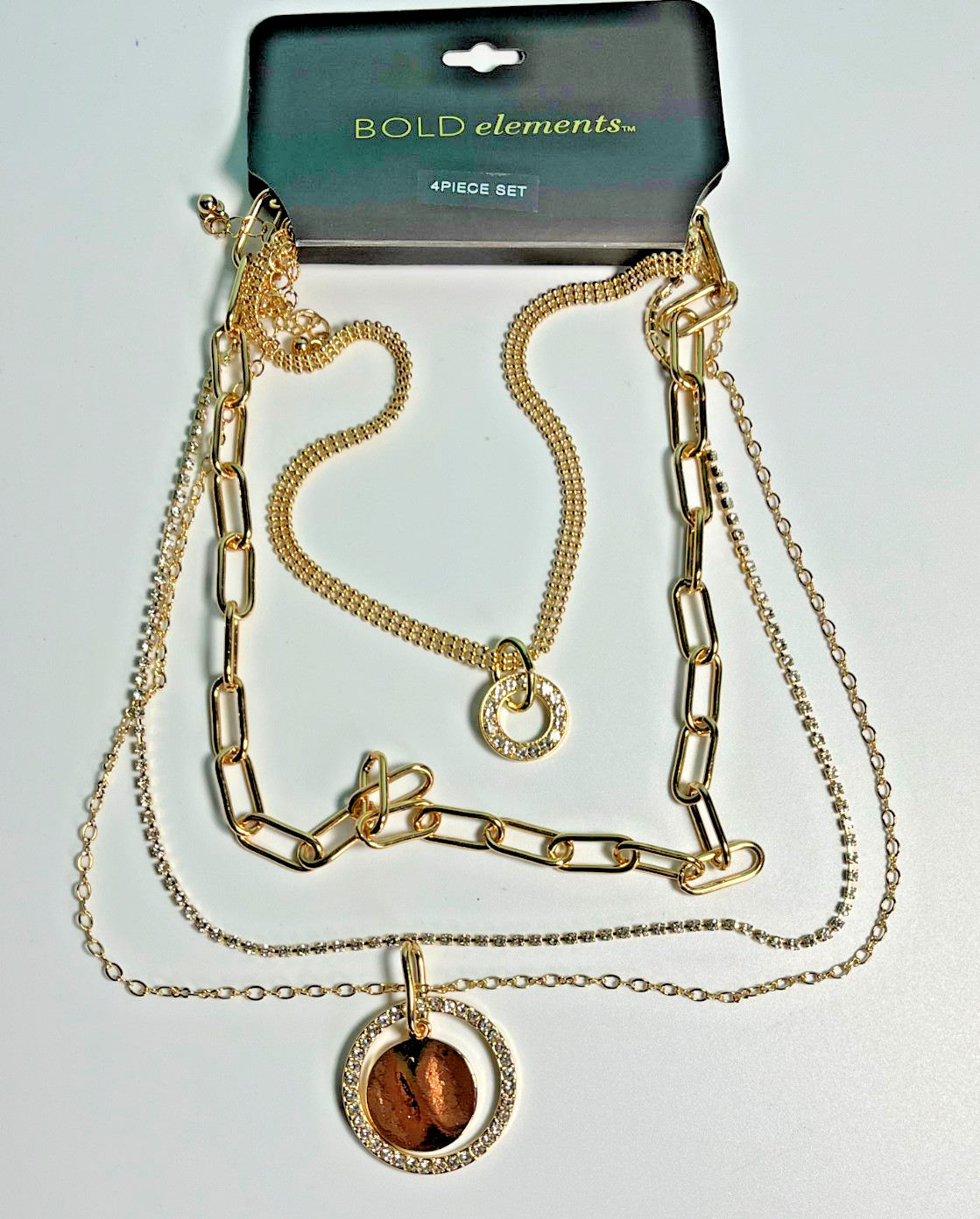 NEW Bold Elements 4 Seperate Layered Gold Tone Chain Necklaces