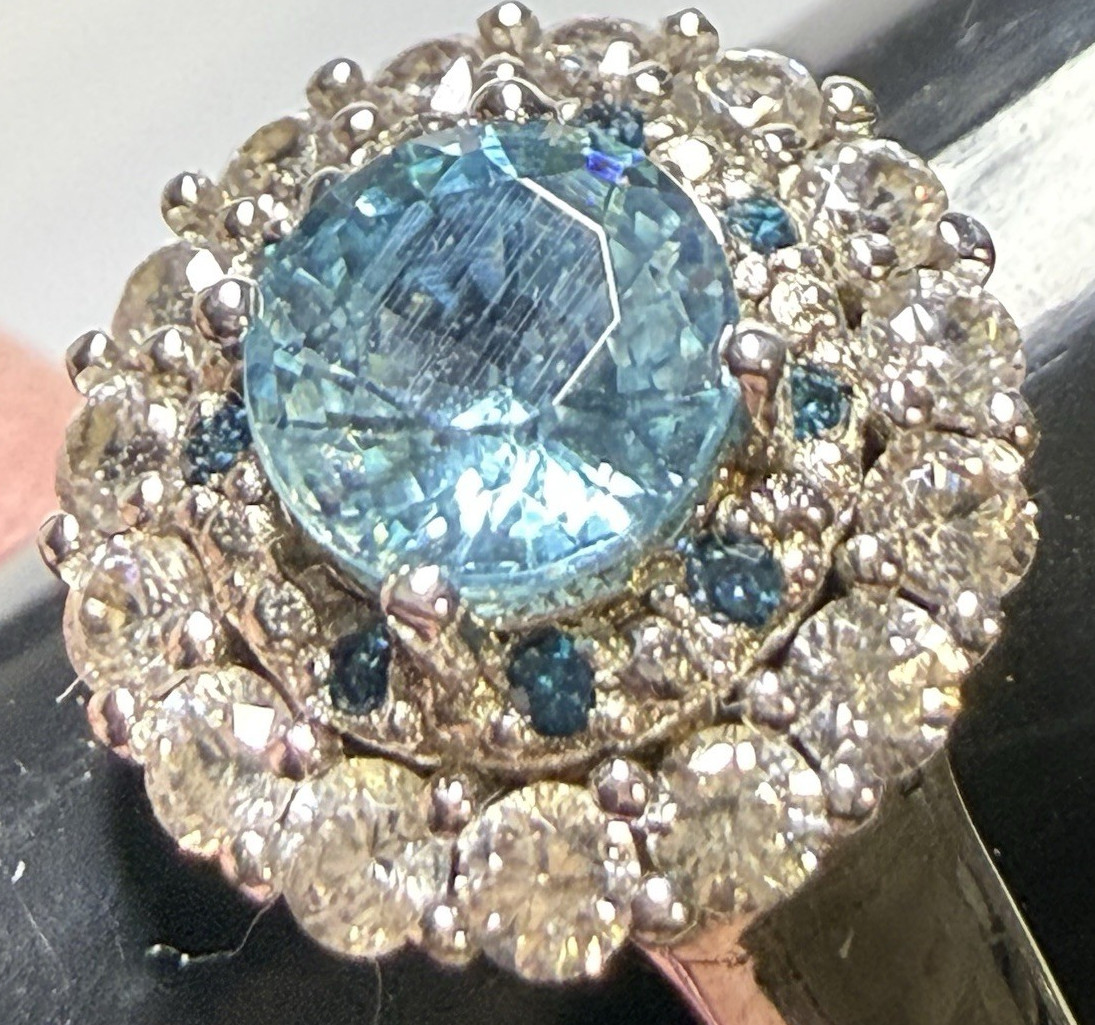 BBJ Bangkok Ratnaraj JTV 925 Sterling Silver Light Blue Aquamarine Ring SZ 6 3/4