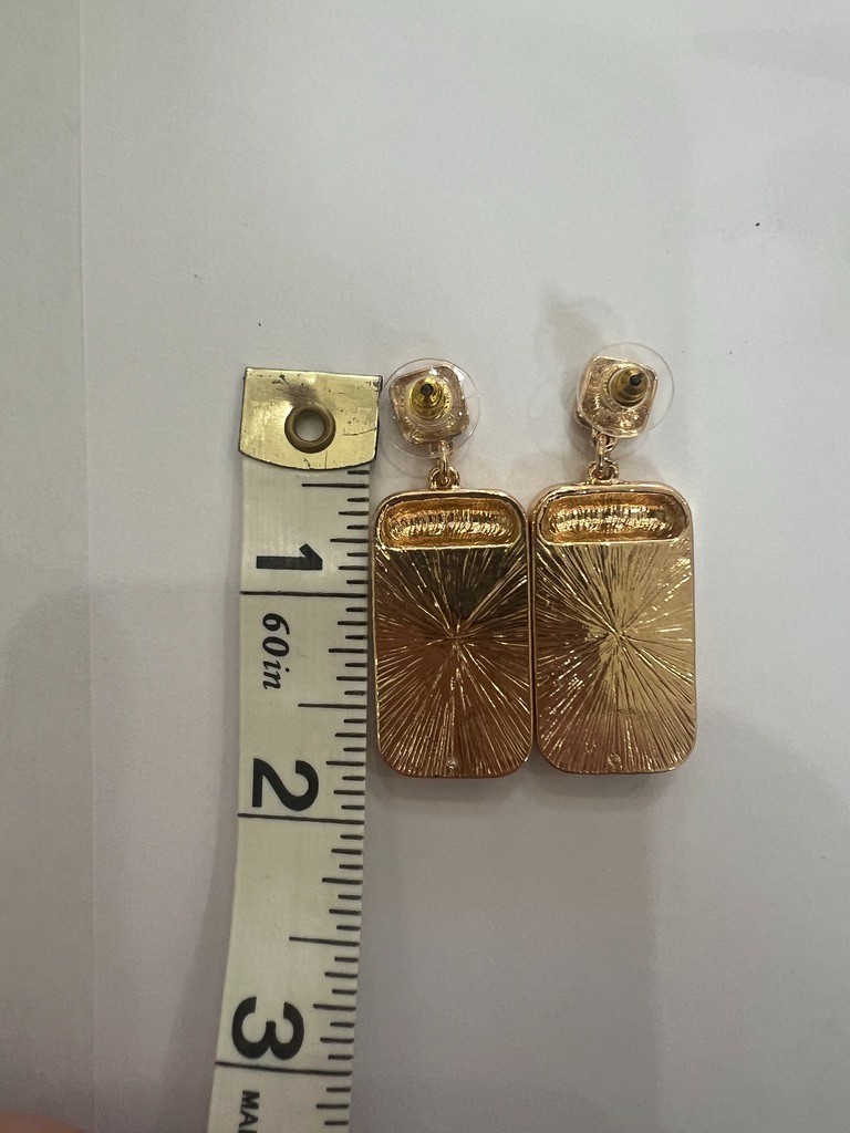 Uncas Int Gold Blush Amber Dangle Earrings Resin Wood Earth Tones 2” Vendor Smpl