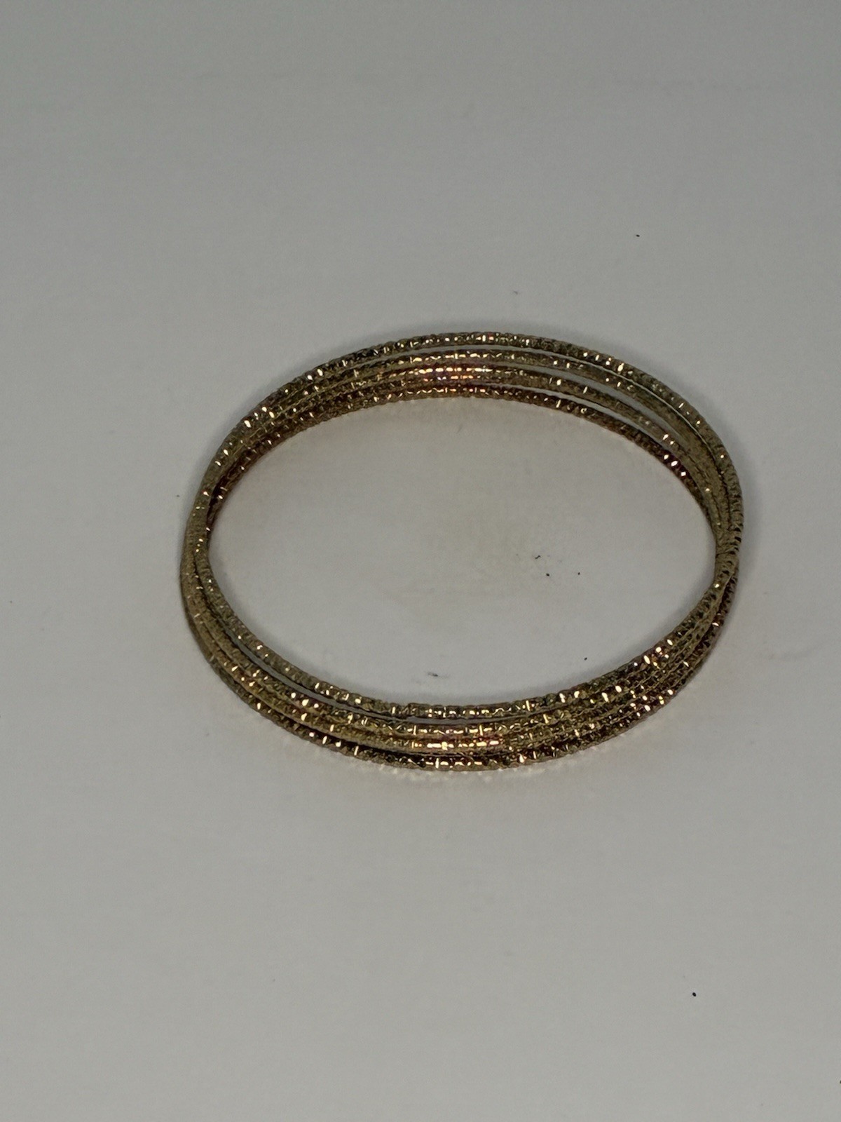 Gold Tone Textured Stackable Bangle Bracelet Set, Round, No Clasp