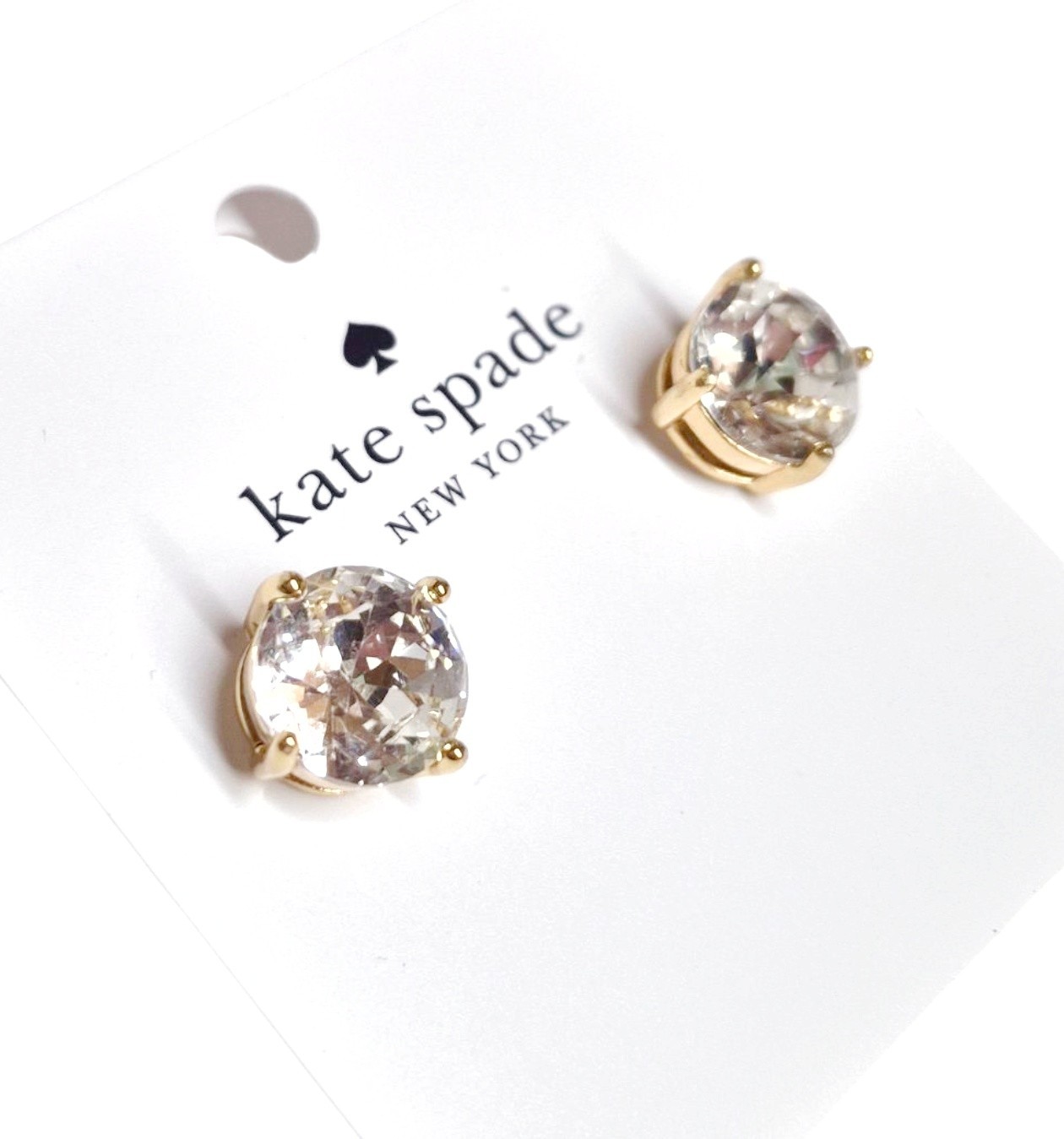 Kate Sapde Gumdrops Stud Earrnigs Clear/Gold 12-k Gold Plated O0RUO666 New