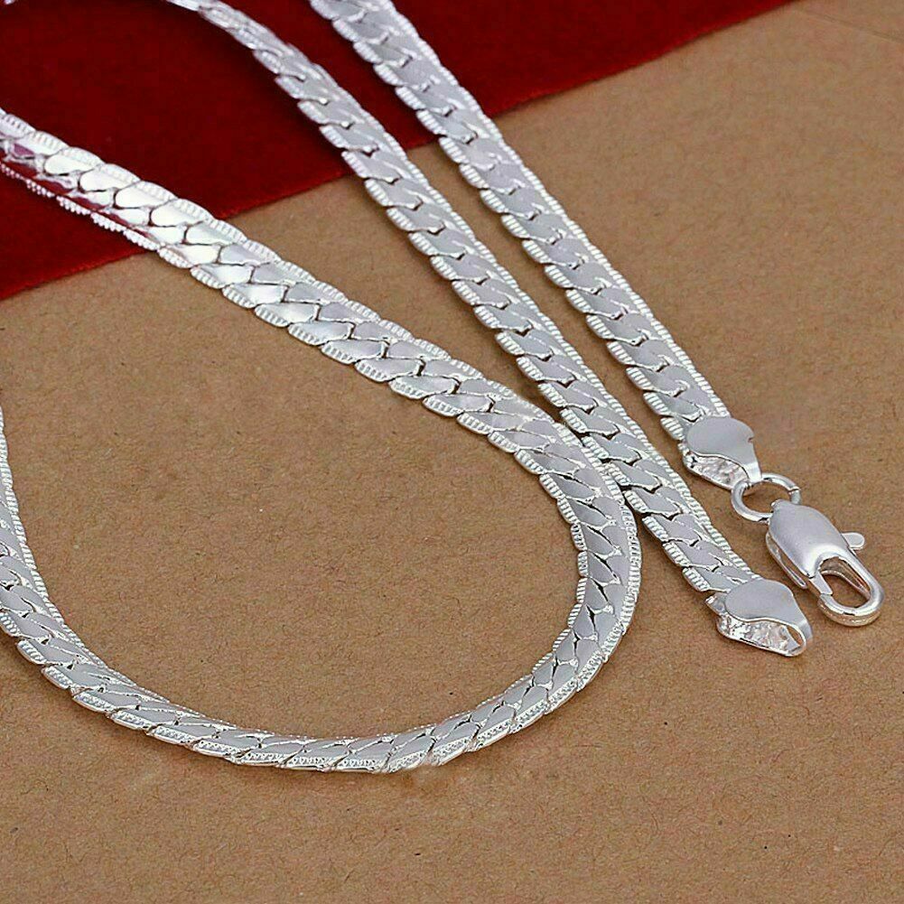 925 Sterling Silver 5mm Width Snake Flat Chain Men’s women’s Necklace 18″-24″