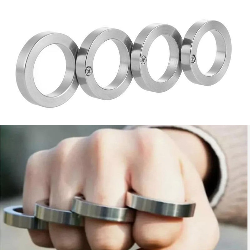 4pcs Stainless Steel Outdoor Rotatable Folding Ring Clasp Ring For Hiking Camp