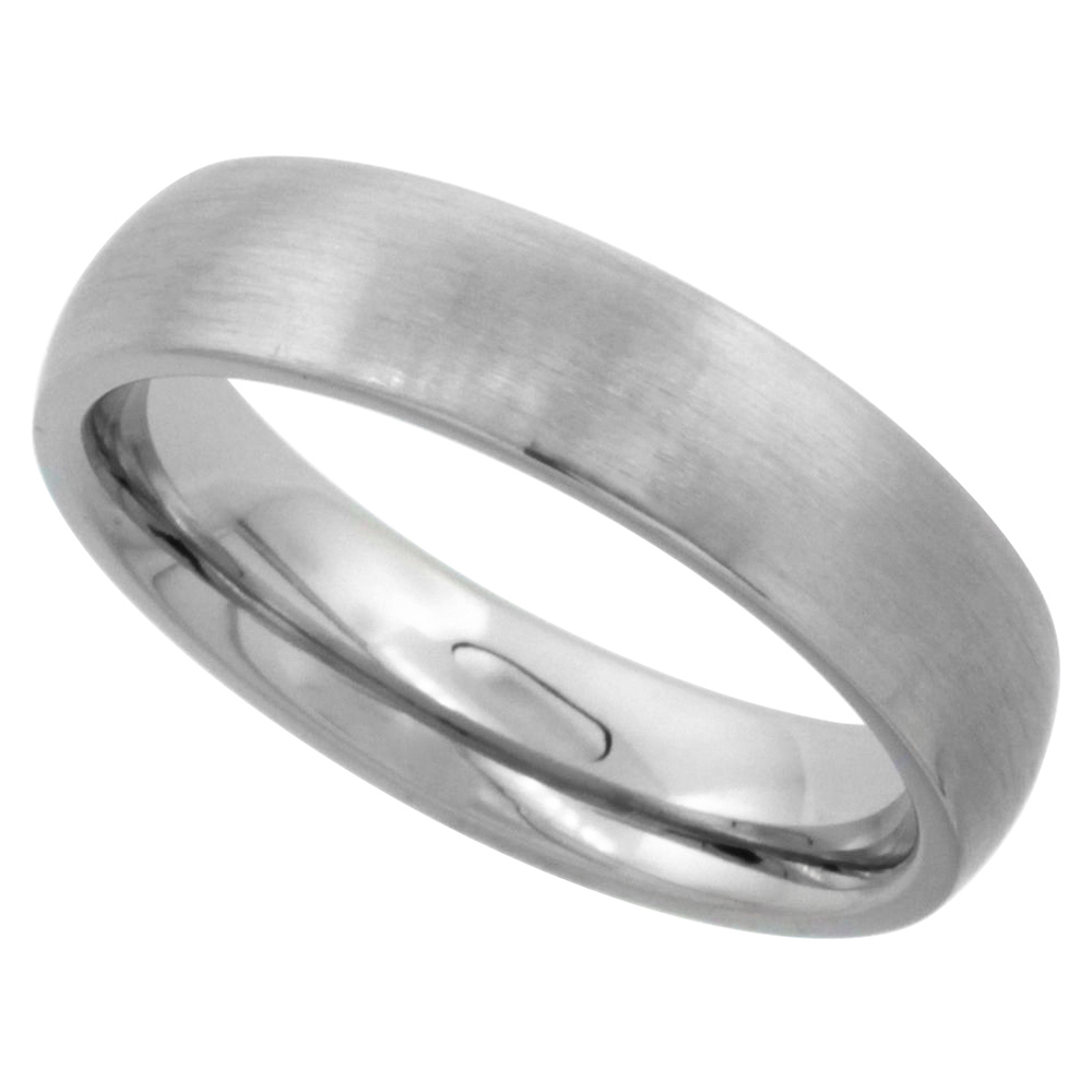 5mm Stainless Steel Comfort Fit Satin Finish Dome Wedding Band, Thumb / Toe Ring