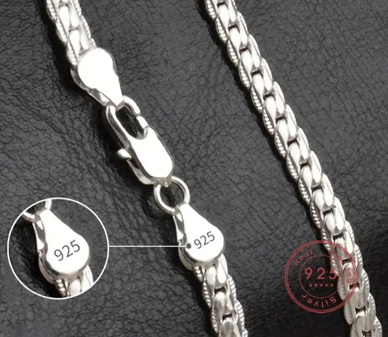 Hot 925 Sterling Solid Silver 5mm Women Men Chain Jewelry Necklace Bracelet Set
