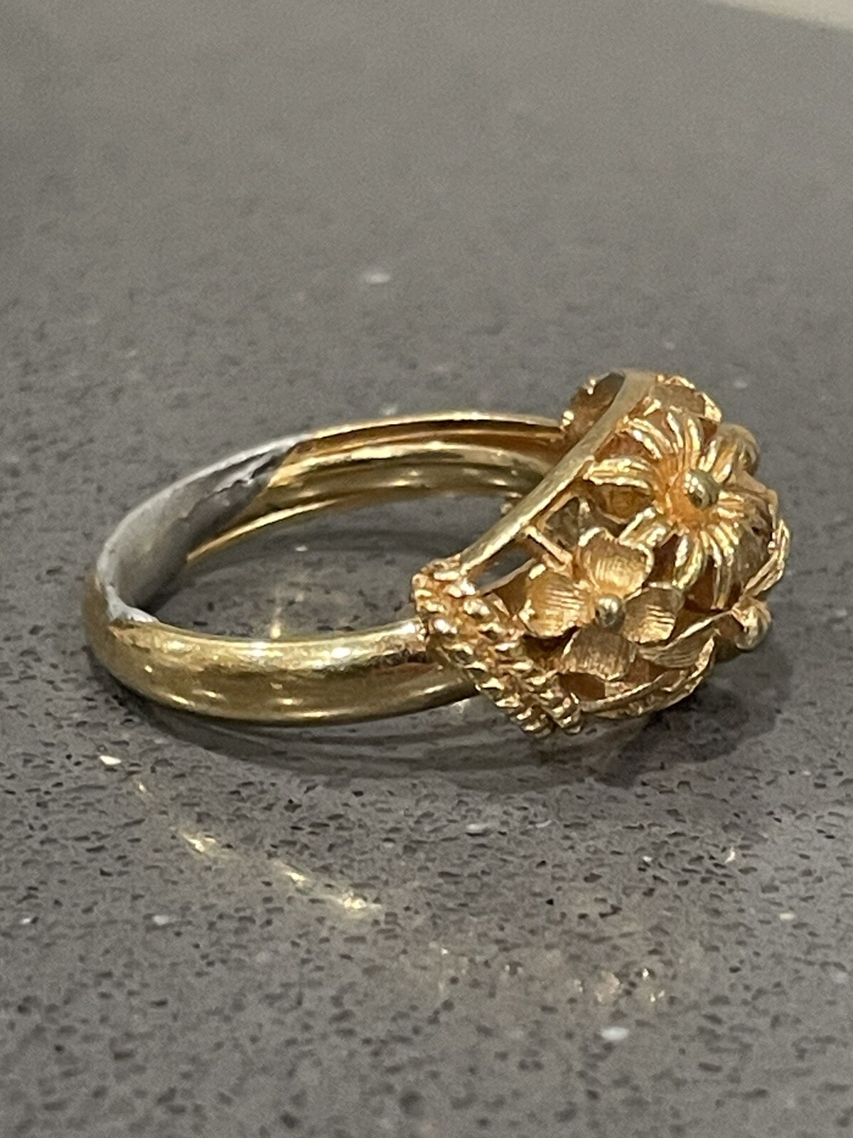 Trifari Ring Vintage Variable Size 6.5 – 8.5 Gold Plated Costume Jewelry