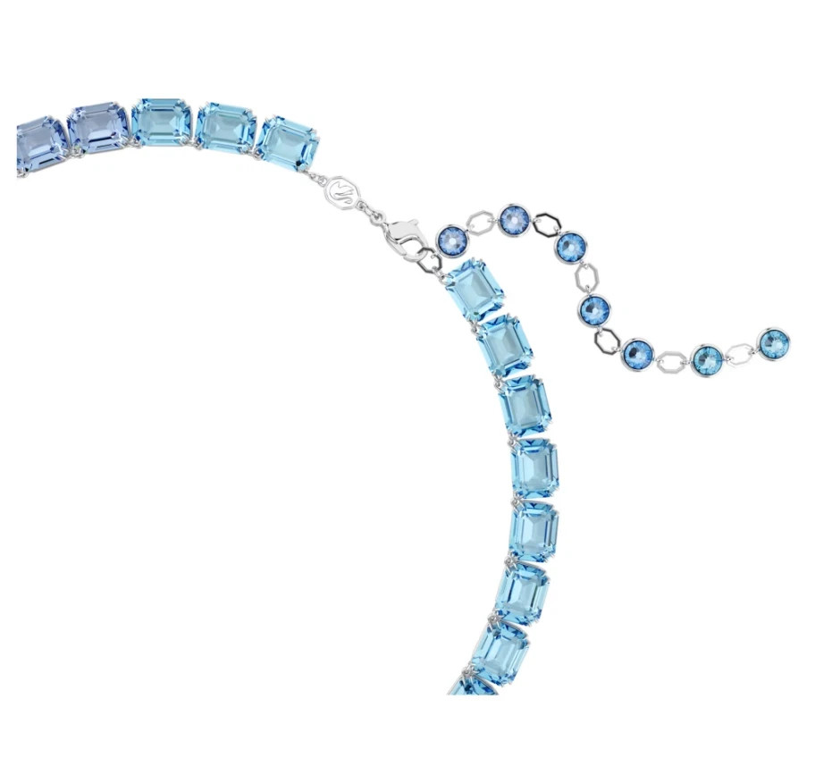 Millenia necklace Octagon cut, Color gradient, Blue, Rhodium plated