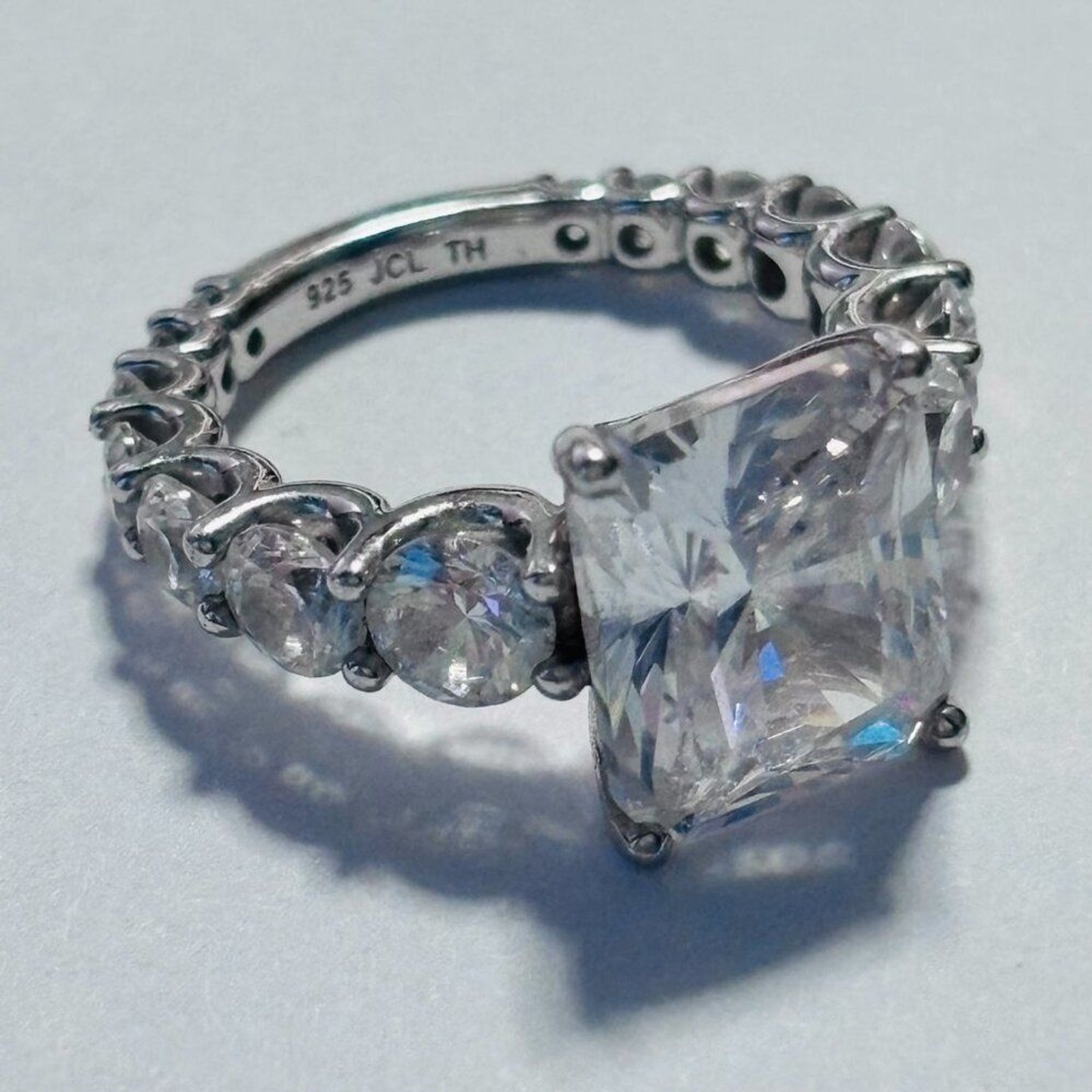 Platinum Clad® 925 Sterling Silver Cushion Cut CZ Engagement Ring Size 4