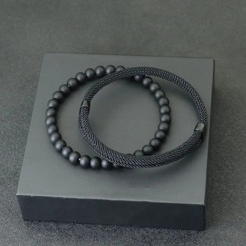 Fashion Mens Bracelet Set 2pcs Sliding Adjustable Lucky Red Thread Braslet