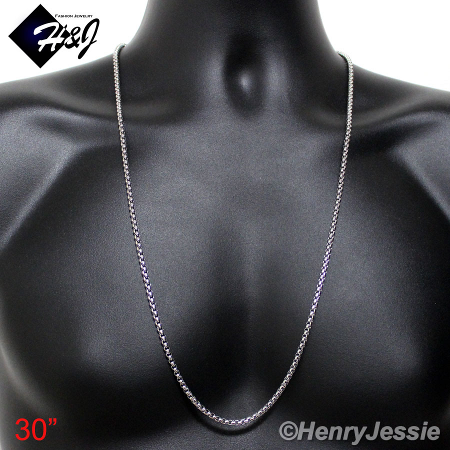 18-36″MEN Stainless Steel 3mm Silver Box Chain Plain Ankh Key Cross Pendant*P106