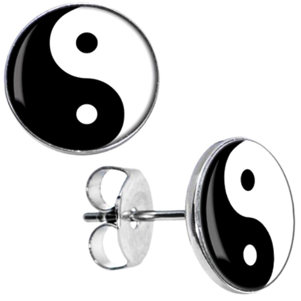 Stainless Steel Yin Yang Symbol Earrings Stud with a Gift Box Fast Shipping