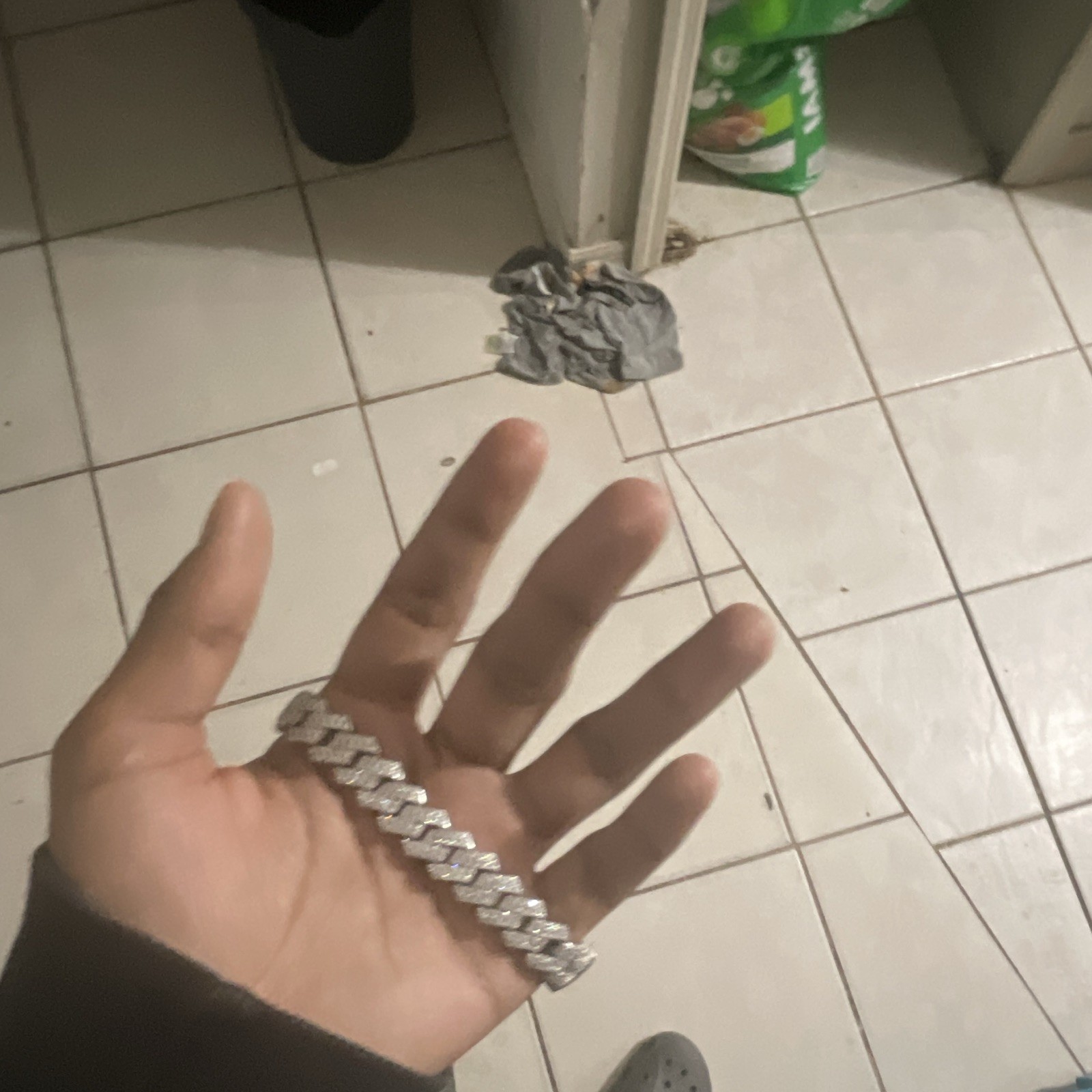 Silver Tone VVs moissanite diamond Cuban Link Bracelet, Box Clasp Closure