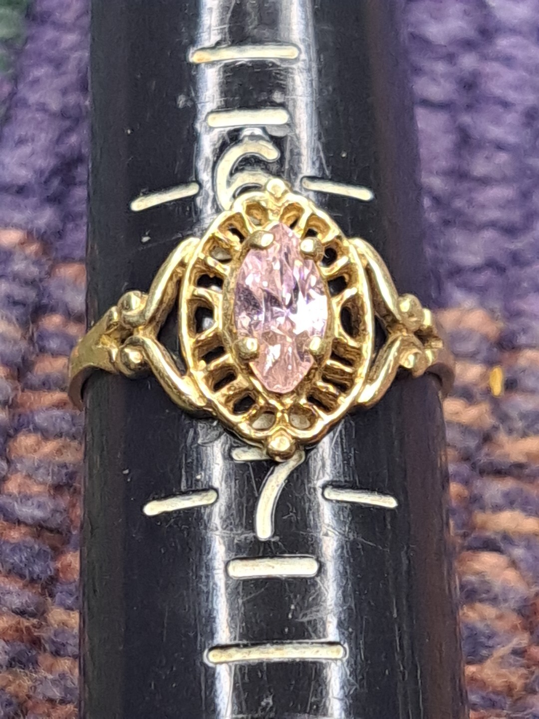 Ring 1 Carat Pink Gemstone Ring in 10K Solid Yellow Gold Size 6.5 11-14