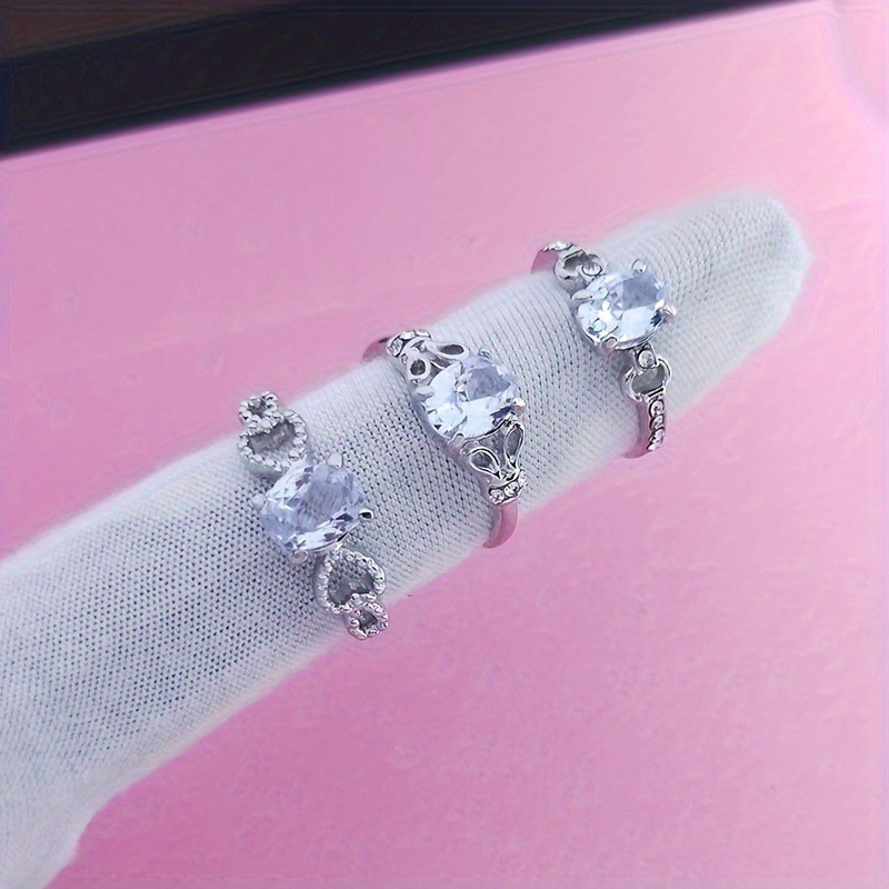 10/25Pcs Wholesale Zircon Rhinestone Mixed Rings Bulk Finger Jewelry Gift Lot US