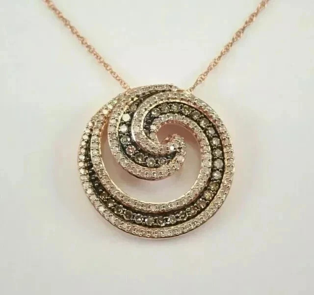 2 Ct Round Cut Simulated Brown Diamond Women’s Pendant 14K Rose Gold Plated