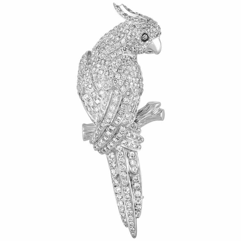 3.11 Carat Pave Set Round Cubic Zirconia In Bird Shape 925 Silver Wedding Brooch