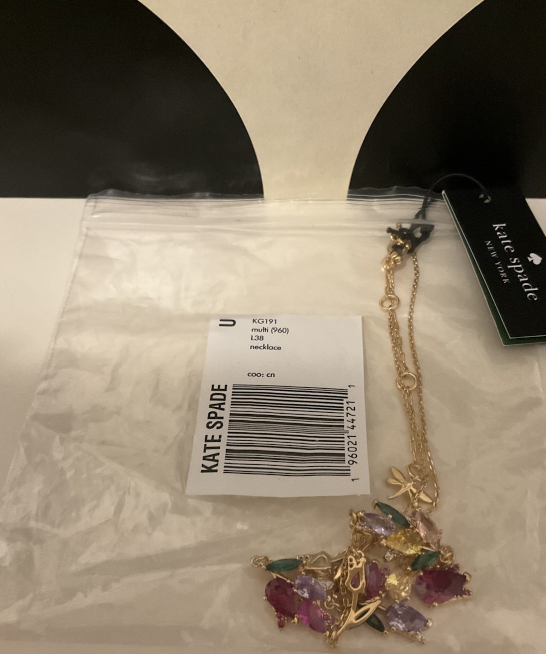 NWT Kate Spade New York Greenhouse Floral 12k Gold Plated CZ Crystals Necklace
