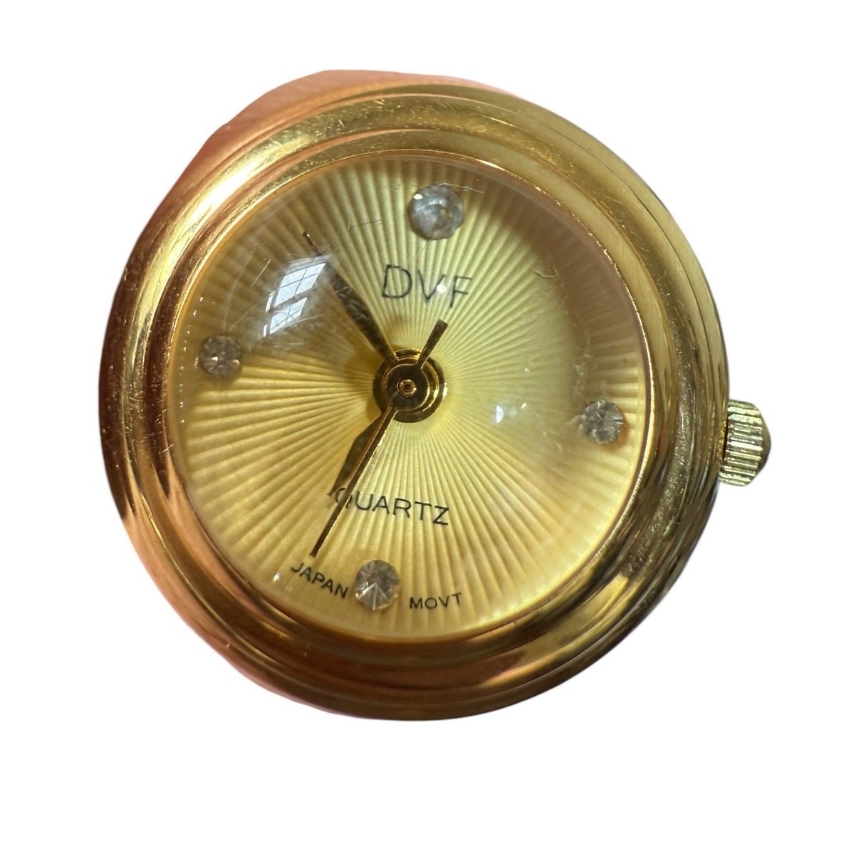 Diane Von Furstenberg DVF Necklace Clock Watch Pendant Gold Starburst Jewelry