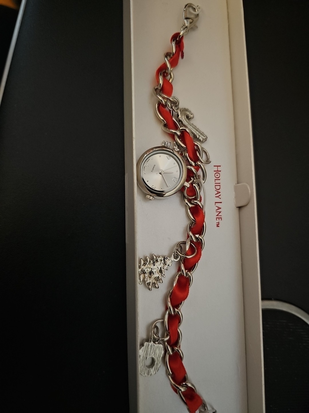 Macy’s Holiday Lane Winter Snowflake Watch Charm Clasp Bracelet