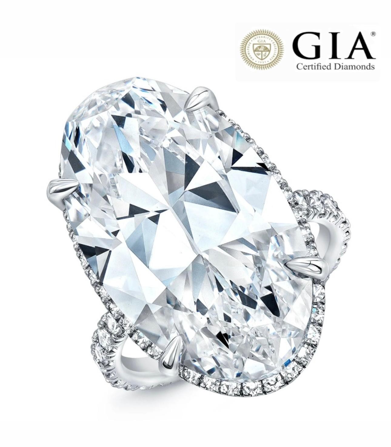 Gia certified 12.0ct Oval EVS2 Lab Grown Diamond Engagement Ring 14k White Gold