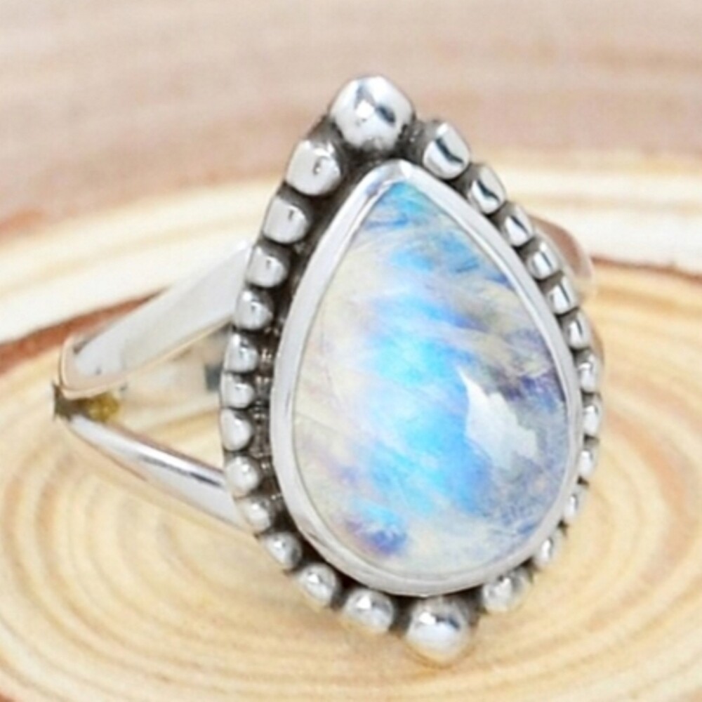 Beautiful Moonstone Gemstone 925 Sterling Silver Wedding Ring Gift For Her C-765